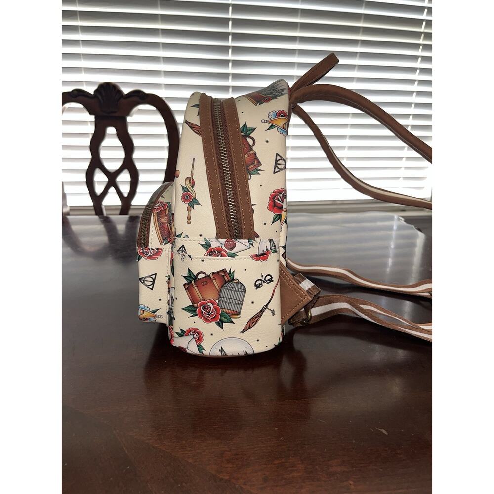 Loungefly Harry Potter Tattoo Art Cream Color Mini Backpack Excellent Condition - Picture 5 of 16